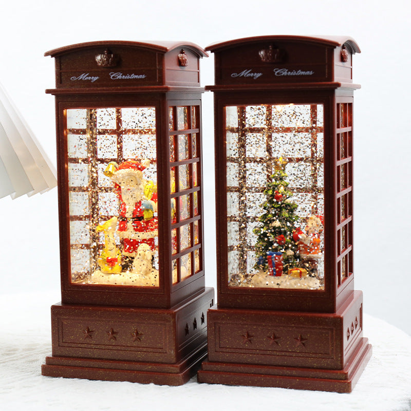 HKM-940627 Christmas-Themed Music Box Ornament - American Country Style with Telephone Booth Designs