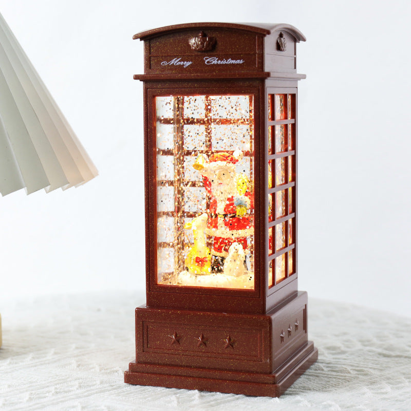 HKM-940627 Christmas-Themed Music Box Ornament - American Country Style with Telephone Booth Designs