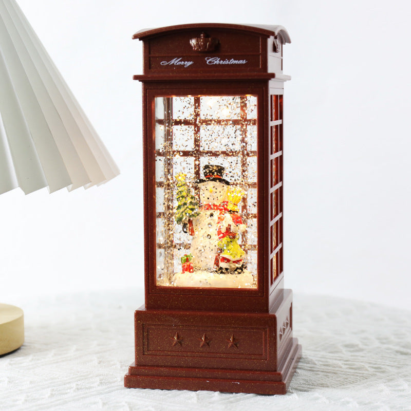 HKM-940627 Christmas-Themed Music Box Ornament - American Country Style with Telephone Booth Designs