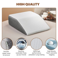 HKM-940691 Wedge Pillow with Memory Foam Support for Sleep, Reading, and Neck Relief