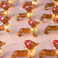 HKM-940819 Decorative Resin Sausage Dog String Lights for Festive Displays, Includes Battery Pack and Remote Control