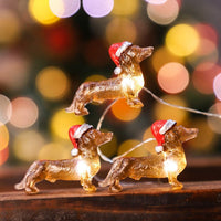 HKM-940819 Decorative Resin Sausage Dog String Lights for Festive Displays, Includes Battery Pack and Remote Control