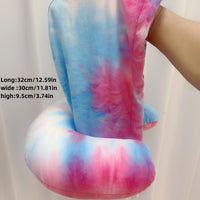 HKM-940819 Hooded U-Shape Nap Pillow with Headband Cap - Modern Tie-Dyed Design