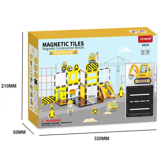 Magnetic Building Tiles Set for Kids - Educational Toy with 7.5cm Pieces in Colorful Box