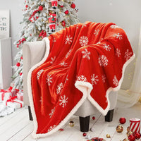 HKM-941011 Christmas Double Layer Thick Fleece Blanket – Stripe, Geometric, Snowflake, Floral Patterns, Multiple Sizes Available