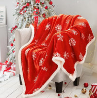 HKM-941011 Christmas Double Layer Thick Fleece Blanket – Stripe, Geometric, Snowflake, Floral Patterns, Multiple Sizes Available