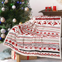 HKM-941011 Christmas Double Layer Thick Fleece Blanket – Stripe, Geometric, Snowflake, Floral Patterns, Multiple Sizes Available