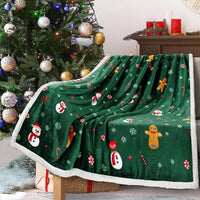 HKM-941011 Christmas Double Layer Thick Fleece Blanket – Stripe, Geometric, Snowflake, Floral Patterns, Multiple Sizes Available