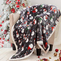 HKM-941011 Christmas Double Layer Thick Fleece Blanket – Stripe, Geometric, Snowflake, Floral Patterns, Multiple Sizes Available