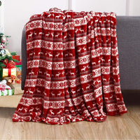 HKM-941011 Christmas Double Layer Thick Fleece Blanket – Stripe, Geometric, Snowflake, Floral Patterns, Multiple Sizes Available