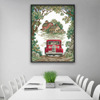 HKM-941011 Forest Path Car Cross Stitch Kit - Eco Cotton, 14ct (30x38cm) & 11ct (39x48cm) Options Available