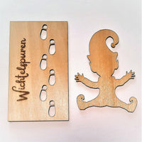 HKM-941139 Christmas Wooden Hanging Decoration - Template Footprints and Villains, Craft Pendant Size 10x7x0.5cm