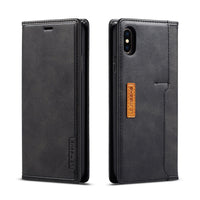 HKM-941267 Leather Flip Wallet Case for Card Protection - Simple Retro Design