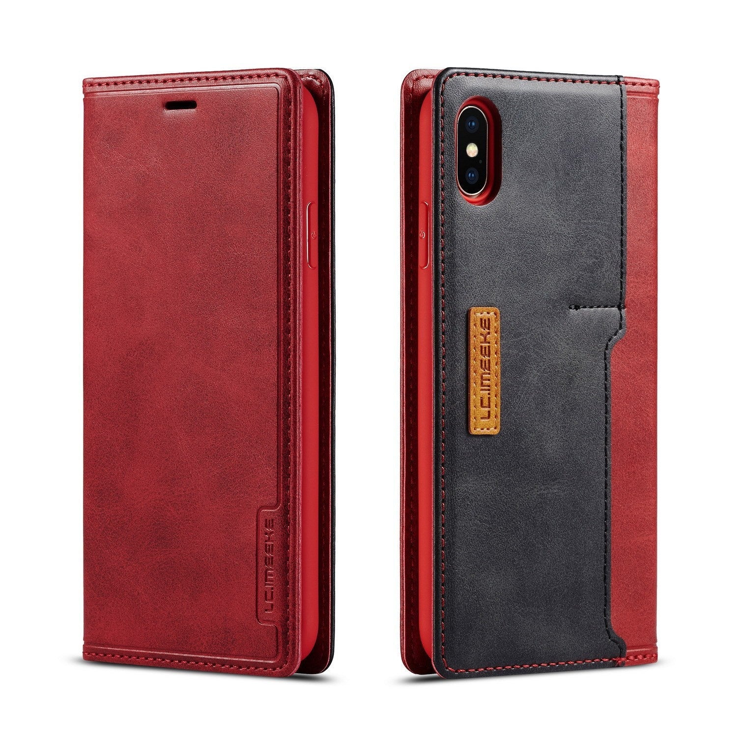 HKM-941267 Leather Flip Wallet Case for Card Protection - Simple Retro Design