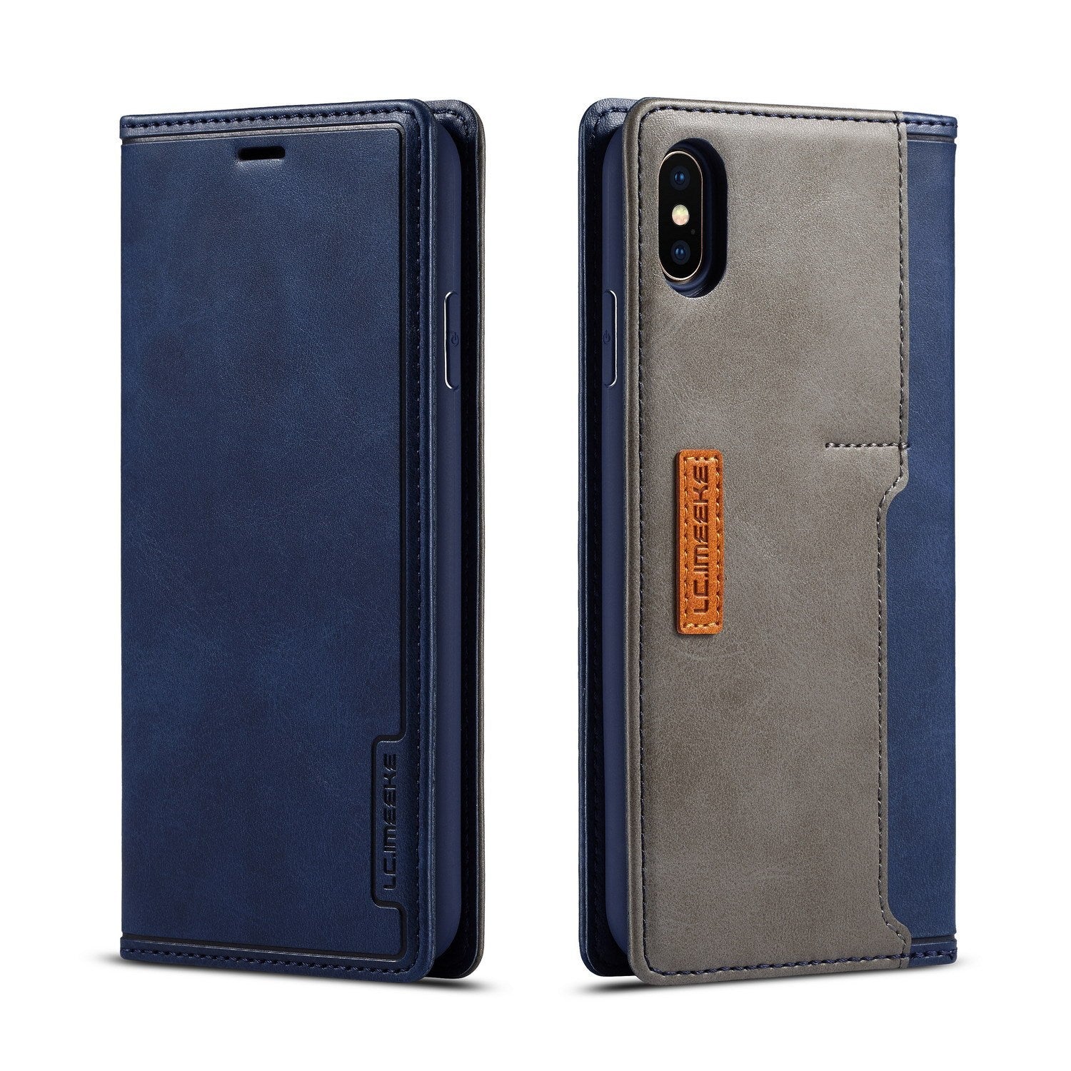 HKM-941267 Leather Flip Wallet Case for Card Protection - Simple Retro Design