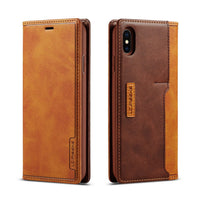 HKM-941267 Leather Flip Wallet Case for Card Protection - Simple Retro Design