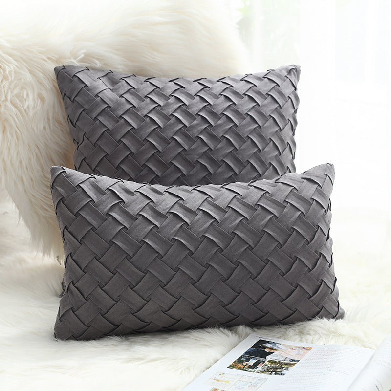 HKM-941395 Buckskin Woven Cushion Cover - Soft Flannel Pillowcase in Multiple Sizes 30x50cm & 45x45cm