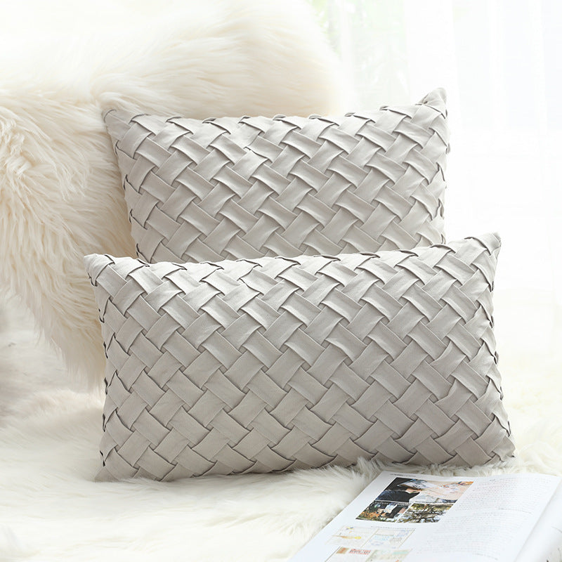 HKM-941395 Buckskin Woven Cushion Cover - Soft Flannel Pillowcase in Multiple Sizes 30x50cm & 45x45cm