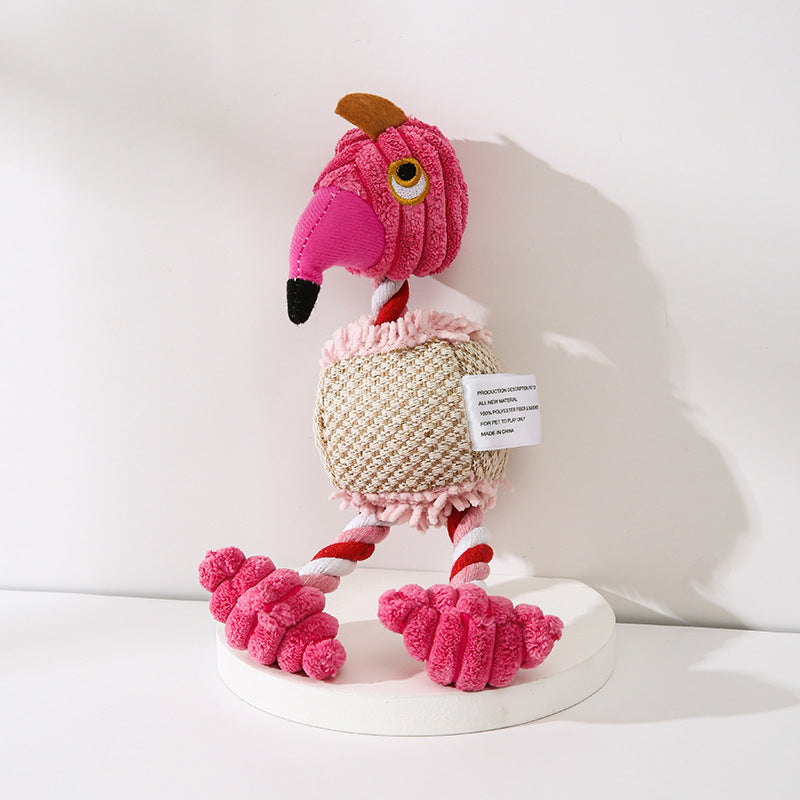 HKM-941459 Corduroy Donkey Shaped Plush Chew Toy with Squeaker for Dogs and Puppies