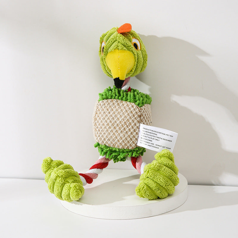 HKM-941459 Corduroy Donkey Shaped Plush Chew Toy with Squeaker for Dogs and Puppies