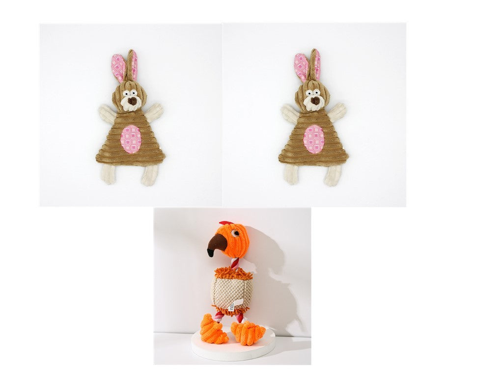 HKM-941459 Corduroy Donkey Shaped Plush Chew Toy with Squeaker for Dogs and Puppies