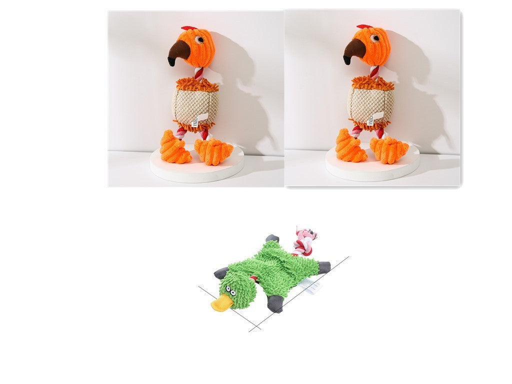 HKM-941459 Corduroy Donkey Shaped Plush Chew Toy with Squeaker for Dogs and Puppies