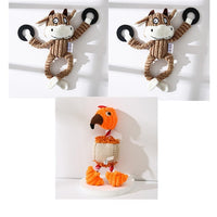 HKM-941459 Corduroy Donkey Shaped Plush Chew Toy with Squeaker for Dogs and Puppies