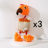 HKM-941459 Corduroy Donkey Shaped Plush Chew Toy with Squeaker for Dogs and Puppies