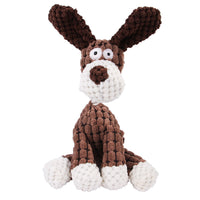 HKM-941459 Corduroy Donkey Shaped Plush Chew Toy with Squeaker for Dogs and Puppies