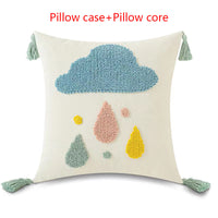 HKM-941459 Loop Pillow Cover in Sun, Moon, Rainbow, and Raindrop Designs, 45x45cm, Modern Style