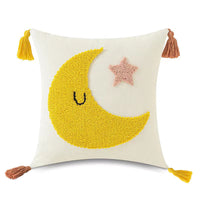 HKM-941459 Loop Pillow Cover in Sun, Moon, Rainbow, and Raindrop Designs, 45x45cm, Modern Style