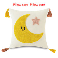 HKM-941459 Loop Pillow Cover in Sun, Moon, Rainbow, and Raindrop Designs, 45x45cm, Modern Style
