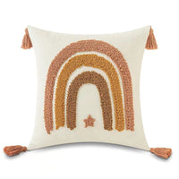 HKM-941459 Loop Pillow Cover in Sun, Moon, Rainbow, and Raindrop Designs, 45x45cm, Modern Style