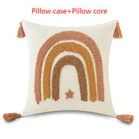 HKM-941459 Loop Pillow Cover in Sun, Moon, Rainbow, and Raindrop Designs, 45x45cm, Modern Style