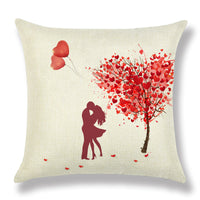 HKM-941715 Valentine's Day Heart-Shaped Linen Cushion Cover for Couples – 45x45cm