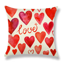 HKM-941715 Valentine's Day Heart-Shaped Linen Cushion Cover for Couples – 45x45cm