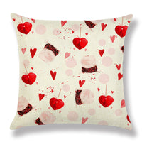 HKM-941715 Valentine's Day Heart-Shaped Linen Cushion Cover for Couples – 45x45cm