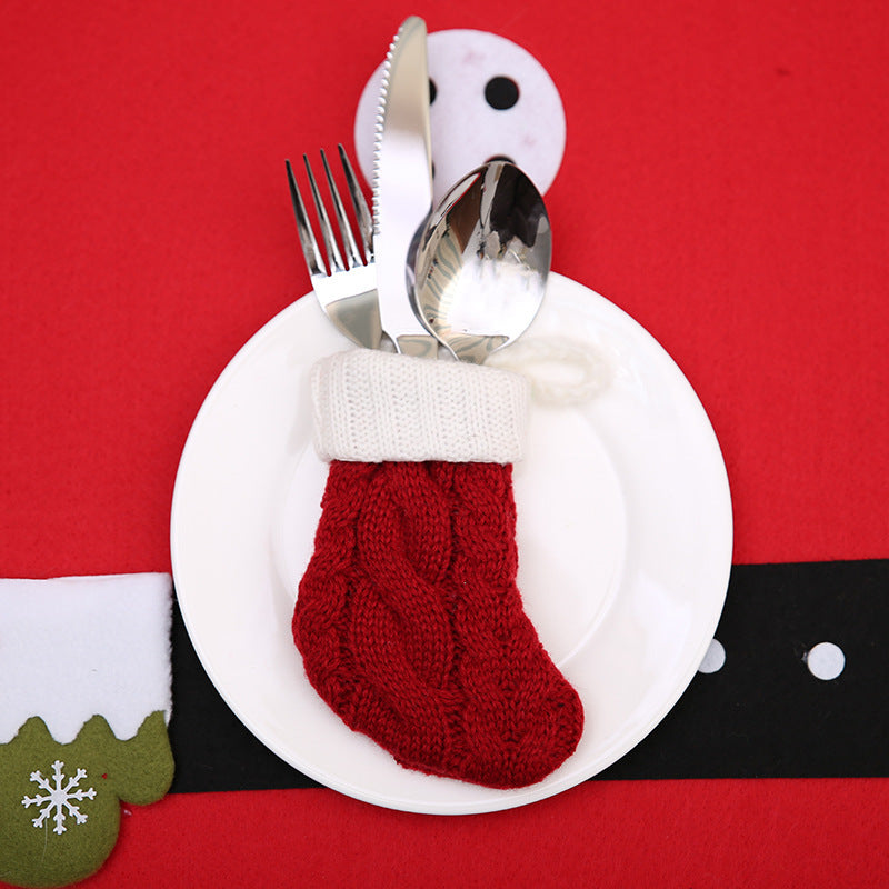 HKM-941779 Christmas Knitted Cutlery Holders for Forks and Knives - 11x7cm