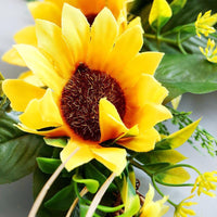 HKM-941843 Sunflower Wreath Decorative Garland for Front Door and Home Décor - Handmade Yellow Floral Design, 45cm