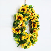 HKM-941843 Sunflower Wreath Decorative Garland for Front Door and Home Décor - Handmade Yellow Floral Design, 45cm