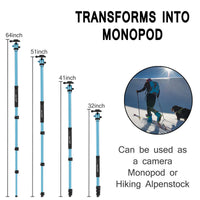 HKM-941907 CT62 Portable Tripod for Mobile Photography - Maximum Height 162cm, Lightweight Magnesium Alloy, Compact Storage 43cm