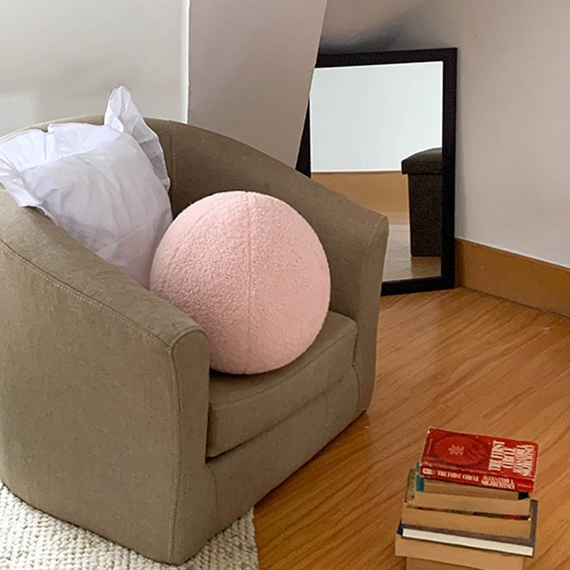 HKM-941971 Round Spherical Decorative Cushion Pillow – Modern Solid Color in White, Sea Blue, Matcha, Camel, Lotus Root