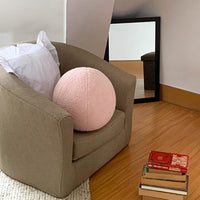 HKM-941971 Round Spherical Decorative Cushion Pillow – Modern Solid Color in White, Sea Blue, Matcha, Camel, Lotus Root