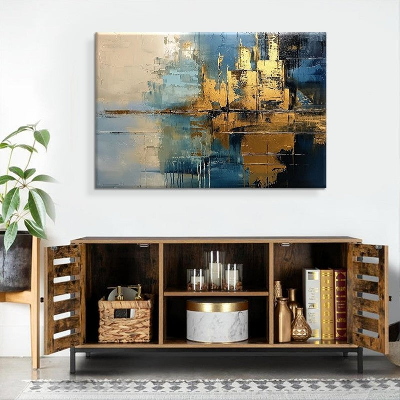 KTX-942099 Abstract Modern Oil Painting for Living Room - Handmade Canvas Artwork with Rough Texture - Vertical Mural for Home Decor