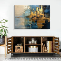 HKM-942099 Abstract Modern Oil Painting for Living Room - Handmade Canvas Artwork with Rough Texture - Vertical Mural for Home Decor