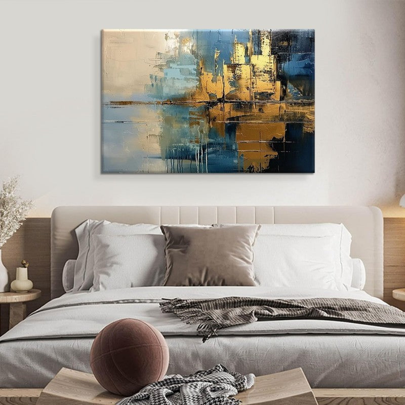 KTX-942099 Abstract Modern Oil Painting for Living Room - Handmade Canvas Artwork with Rough Texture - Vertical Mural for Home Decor