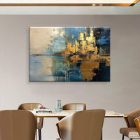 HKM-942099 Abstract Modern Oil Painting for Living Room - Handmade Canvas Artwork with Rough Texture - Vertical Mural for Home Decor