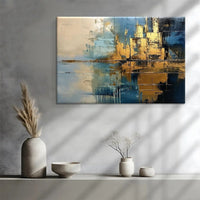 HKM-942099 Abstract Modern Oil Painting for Living Room - Handmade Canvas Artwork with Rough Texture - Vertical Mural for Home Decor