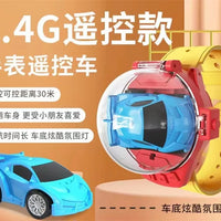 HKM-942163 Mini Cartoon Watch Remote Control Car Toy with Lights and USB Charging