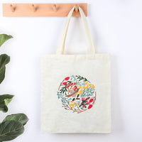 HKM-942163 Modern Minimalist Canvas Bag Kit for Embroidery - Suzhou Embroidery, 34x40cm, Includes Fabric & Threads